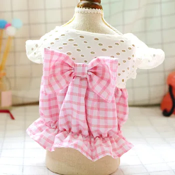 

Splice Bowknot Dogs Clohtes Ladies Spring Summer Comfortable Cutout Coat Pet Clothing For Small Dogs Cotton Cute Puppy Apparels