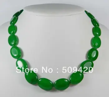 

Hot sell Fast SHIPPING HOT Wholesale>13x18mm Green jade Oval Beads Necklace 18" NEW JEWE