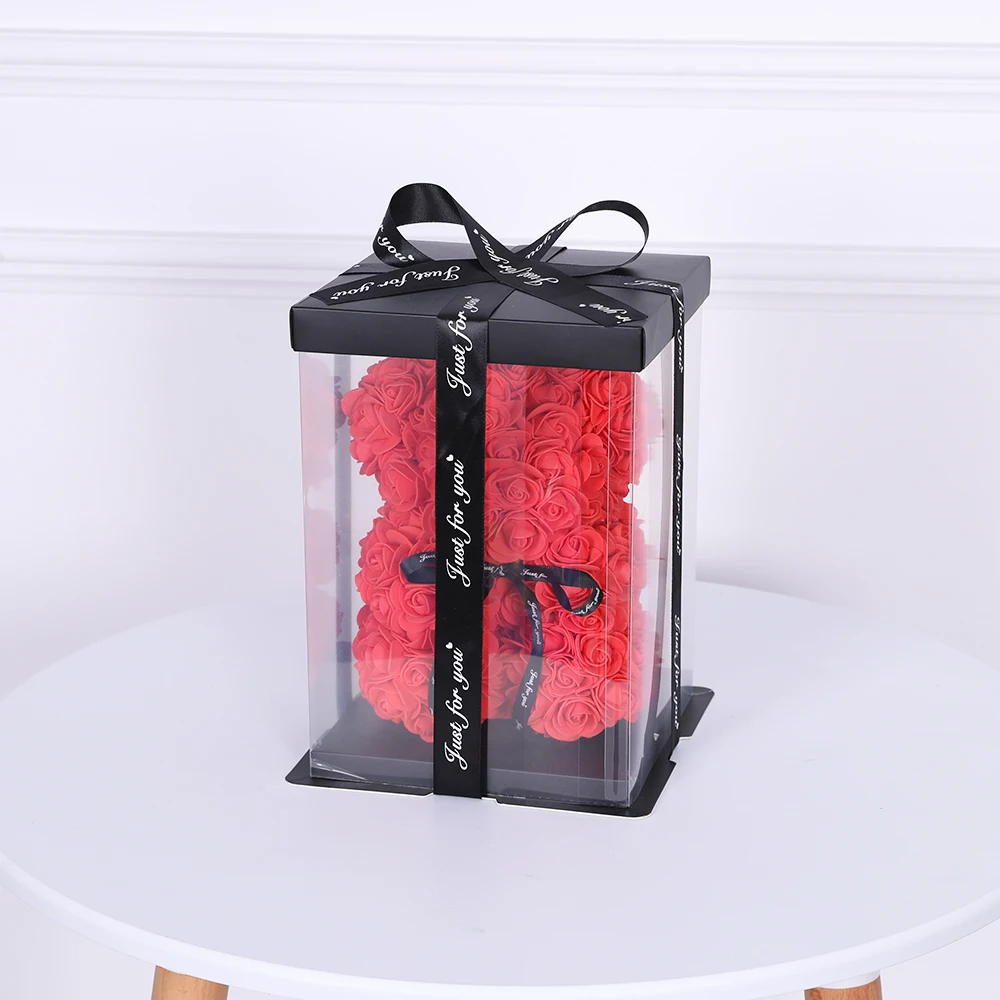 25cm Rose Bear with Heart Artificial Flower Gift Box image2