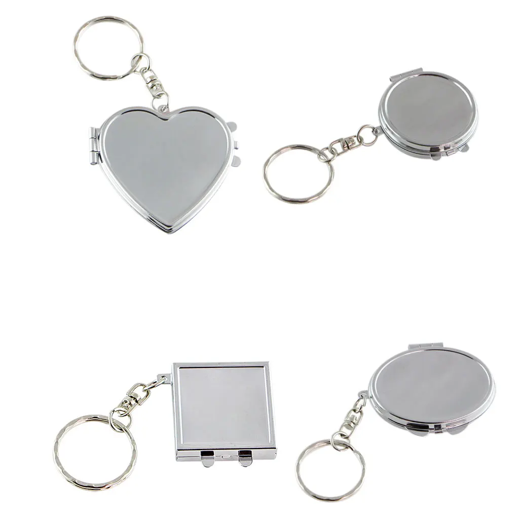 

Blue ZOORound Heart Oval Sqaure Shape Double Sides Cosmetic Mirror Metal Folding Keychain Makeup Mini Mirror