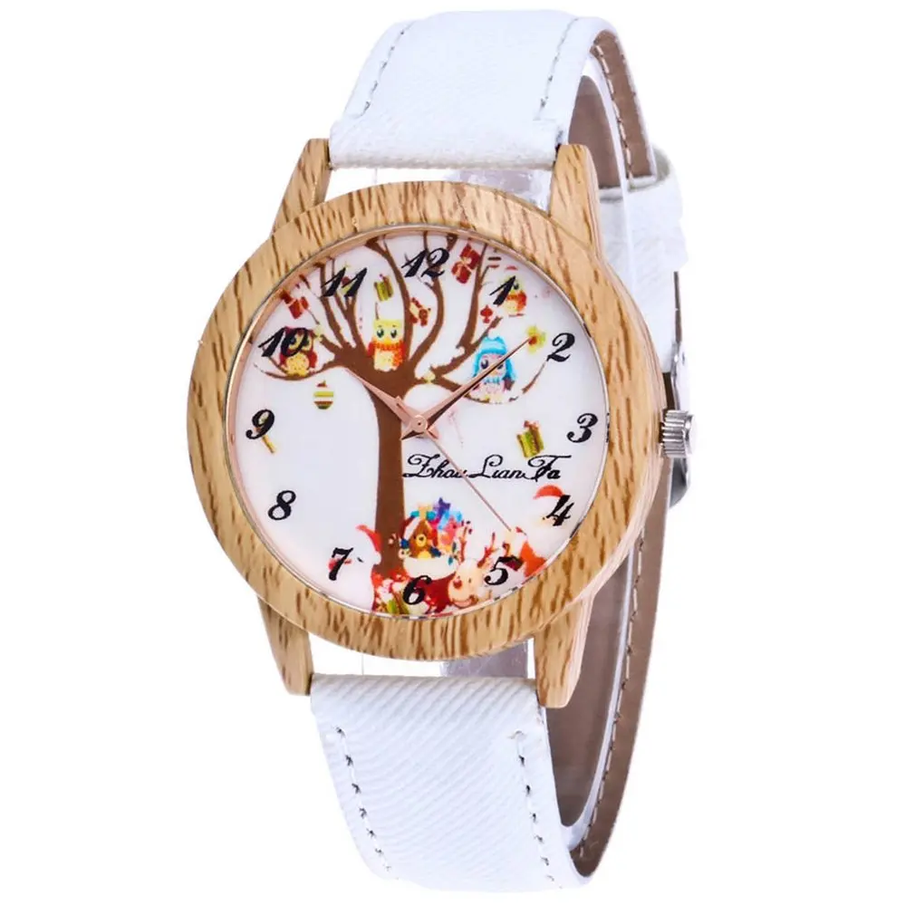 

Kids Quartz Watch Milu Deer Owl Tree Gift Boxes Pattern Soft Cowboy Cloth Xmas Christmas Round Dial Women Casual Couple Watch