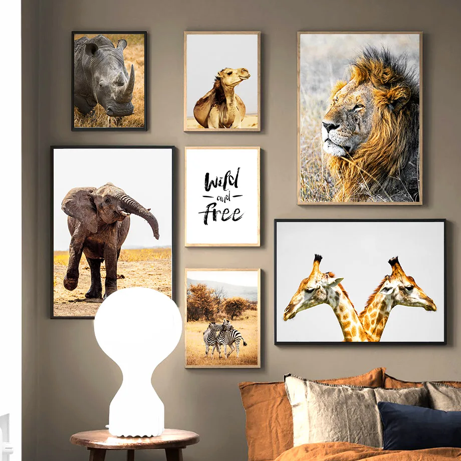 

Lion Elephant Giraffe Zebra Camel Nordic Posters And Prints Wall Art Canvas Painting Animals Wall Pictures For Living Room Decor