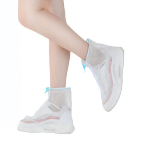 Нескользящие непромокаемые сапоги женские водонепроницаемые бахилы ПВХ резиновая Мужская обувь покрытие обуви протектор для внутреннего и наружного кемпинга - Цвет: Transparent White