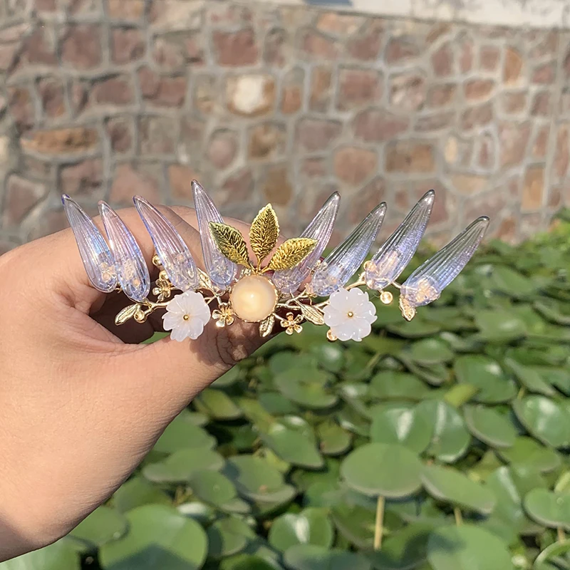 Han одежда головные уборы античный Топ шпилька Корона древний костюм аксессуары для волос бабочка шпилька блюдо волосы шаг встряхнуть шпилька для волос