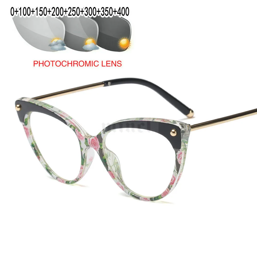 

2019 Presbyopia Sunglasses with Photochromic Female Reading Glasses Frame with Colored Lenses Diopter Hyperopia Reading FML