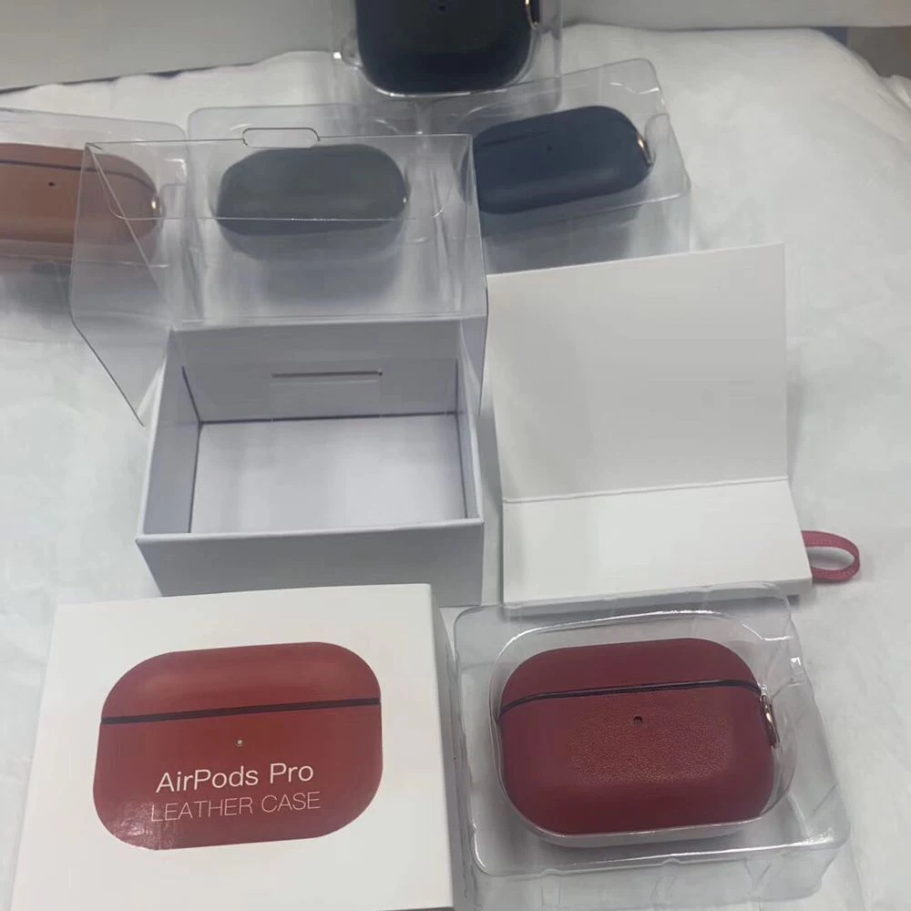 Leather Case Cover for Airpods Pro Luxury Protective Shell w Anti lost Buckle for Apple Air Pods Pro 3 headphone Earpuds Sleeve