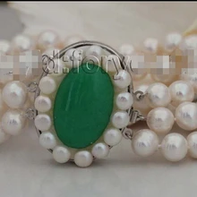 DYY 913+++ 3 ряда " натуральный 10 мм белый браслет с круглыми жемчужинами