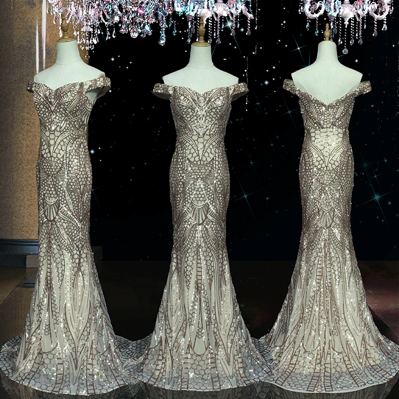 Lakshmigown Роскошные вечерние платья Robe de Soiree с блестками, платья для выпускного вечера, Длинные вечерние платья с открытыми плечами - Цвет: Многоцветный