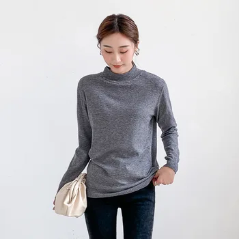 

Solid color half turtleneck bottoming shirt women autumn and winter 2019 new Korean knitted pullover sweater women