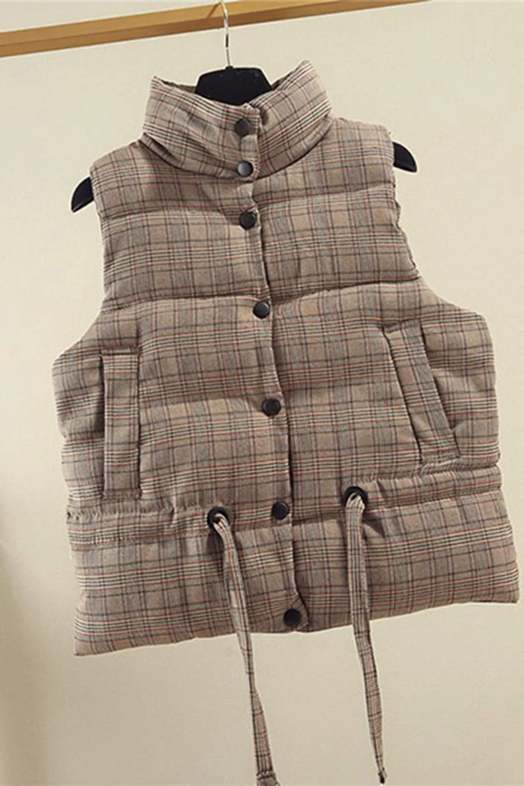 JAYCOSIN Women's Vest Coat Fashion Women Lady's Winter Sleeveless Warm Plaid Printed Pockets Coat Jackets plaid vest for women