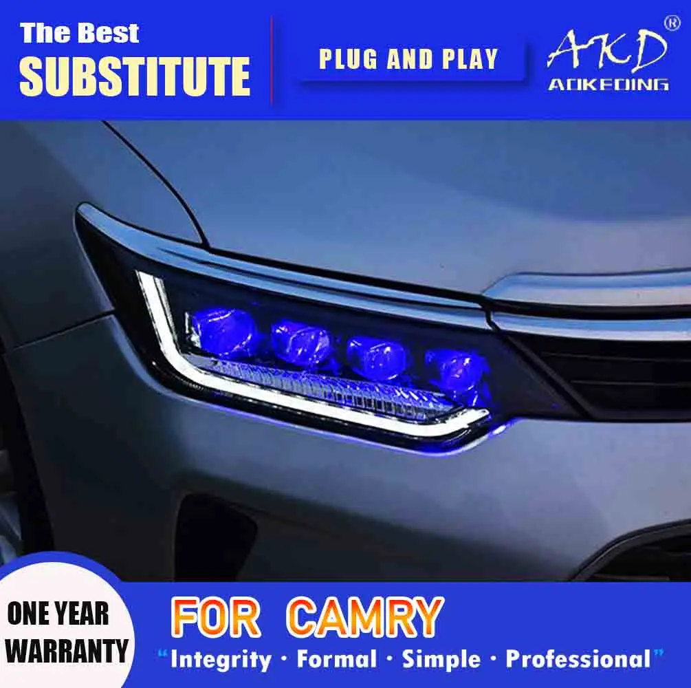 

AKD Head Lamp for Toyota Camry LED Headlight 2015-2017 Headlights Camry DRL Turn Signal High Beam Angel Eye Projector Lens