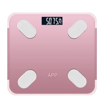 

Rose Gold Rechargeable Bluetooth APP Android IOS Smart Human Body Electronic Scale Grease Meter Measure Room Temperature Setting