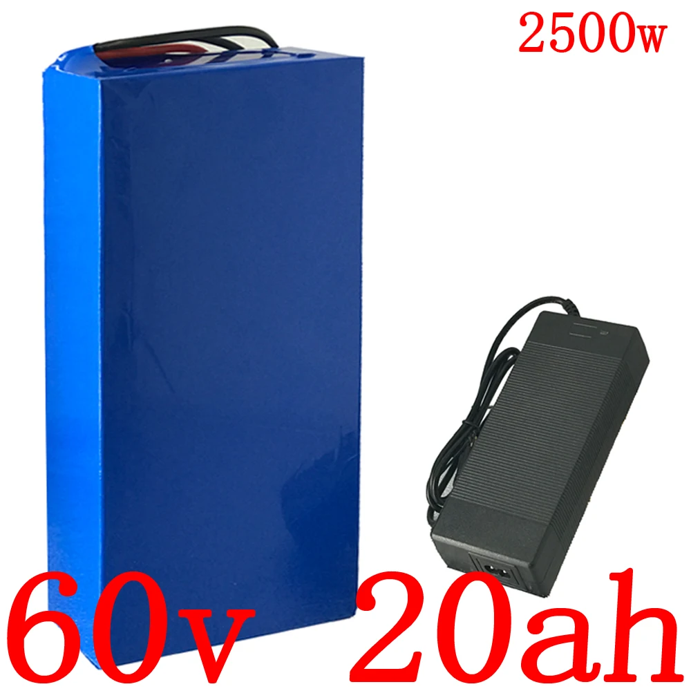 US $220.00 60V 1500W 2000W 2500W Lithium Battery Pack 60V 10Ah 12Ah 13Ah 15Ah 18Ah 20Ah Electric Bike Liion scooter Battery2A charger