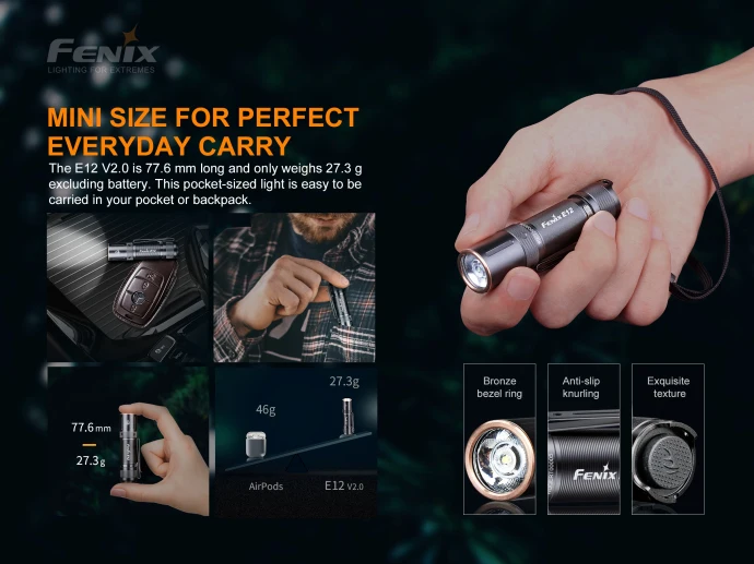 Домашний портативный светодиодный мини фонарик Fenix E12 V2.0|fenix e12|cree xp-e2edc led |