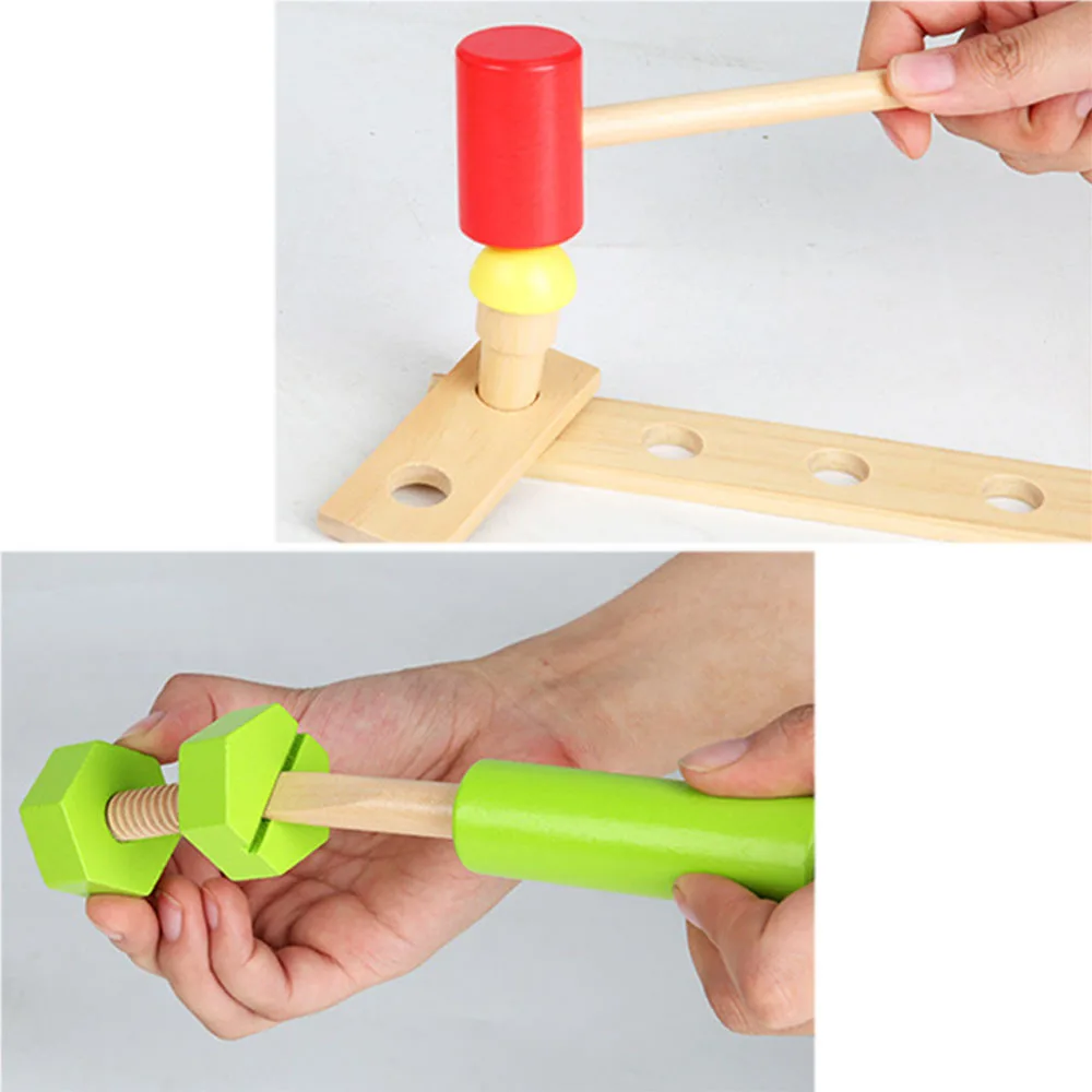  Baby Wooden Tool Toys Kids Tool Disassemble Table Games Learning Educational Knock On The Ball Scre
