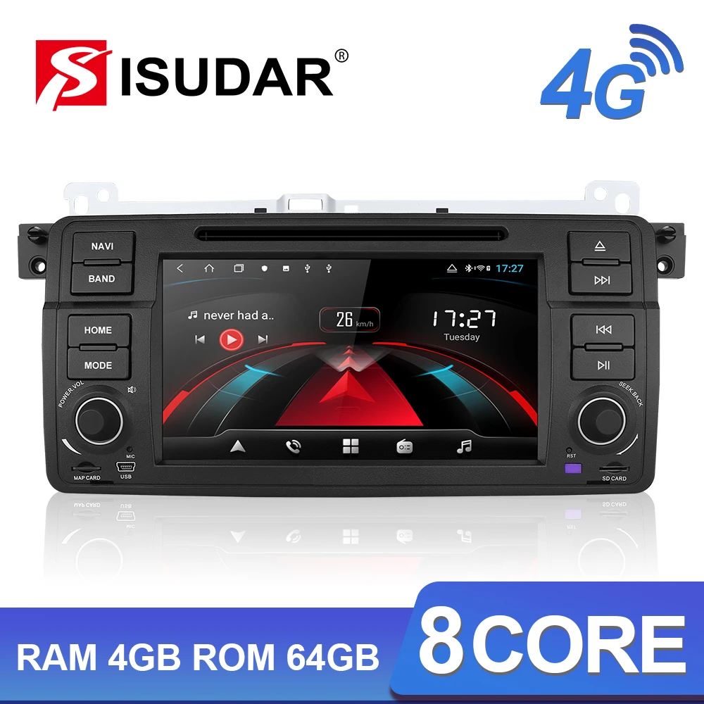  Isudar H53 4G Android 1 Din Auto Radio For BMW/E46/M3/Rover/3 Series Car Multimedia DVD GPS 8 Core 