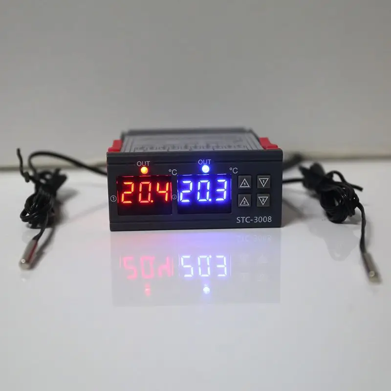 

Dual LCD Digital Display Temperature Controller Thermostat Heating Cooling Temperature NTC Sensor Controller for Incubator