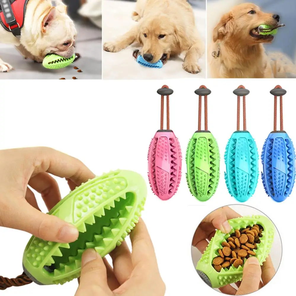 

Dog Interactive Rubber Ball Puppy Chew Playing Toy Food Dispenser Ball Pet Soft Rubber Toothbrush Bite-Resistant Clean Teeth Toy