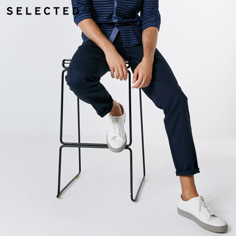 ELECTRIC BLUE Отборные мужские однотонные брюки из смесового хлопка прямого кроя стрейч с эффектом потертости | 418314533 - Color: ELECTRIC BLUE