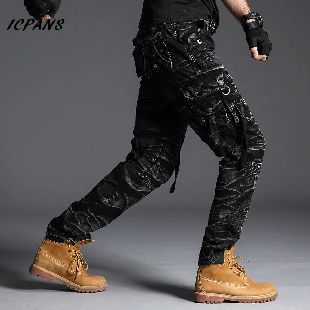 

Tactical Camo Cargo Pants Men Army Military Work SWAT Pants Paintball Male Casual Pockets Black Camouflage Trousers