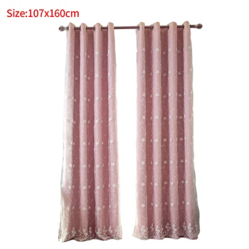 

2pcs Home Hotel Window Elegant Living Room Embroidered Flower Modern Kitchen Double Layers Soft Blackout Curtains Solid Thick