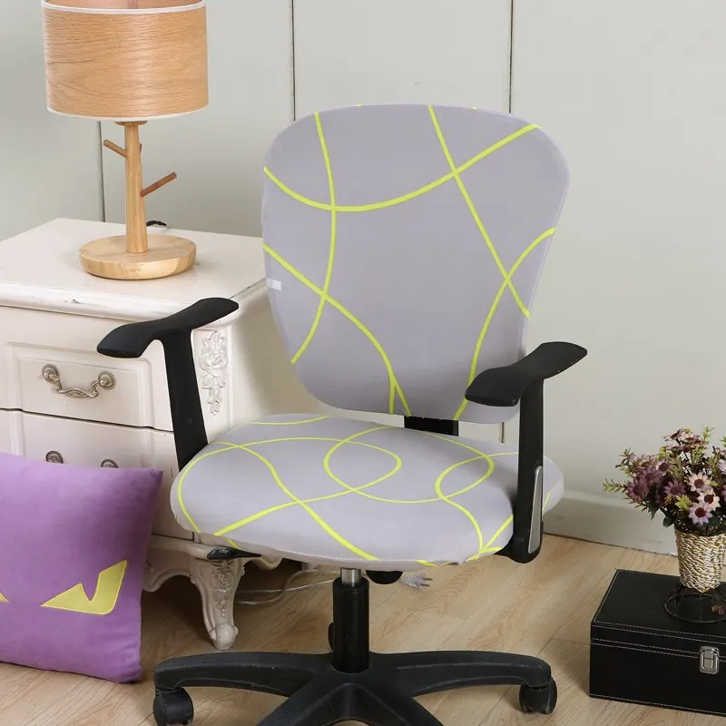 Печатный компьютерный чехол для кресла спандекс накидка на офисный стул 2 шт. Набор для спинки стула и основания - Цвет: Yellow tripe