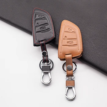 

Soft Texture Leather Car Key Case Shell Cover For BMW 1 2 5 Series 218i F48 X1 F30 X3 X5 X6 X7 F20 E34 E36 E90 E90