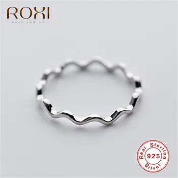 

ROXI 925 Sterling Silver Finger Rings For Women Simple Thin Line Curve Wave Wild Smooth Ring Adjustable Wedding Ring Jewelry