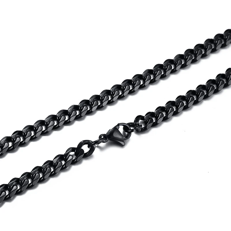 Black Color 3 мм/5 мм/7 мм Панк из нержавеющей стали цепочка ожерелье плоское звено серебро черный золотой тон Мода ожерелье 18 дюймов 20 дюймов 22 дюймов - Окраска металла: Black Color