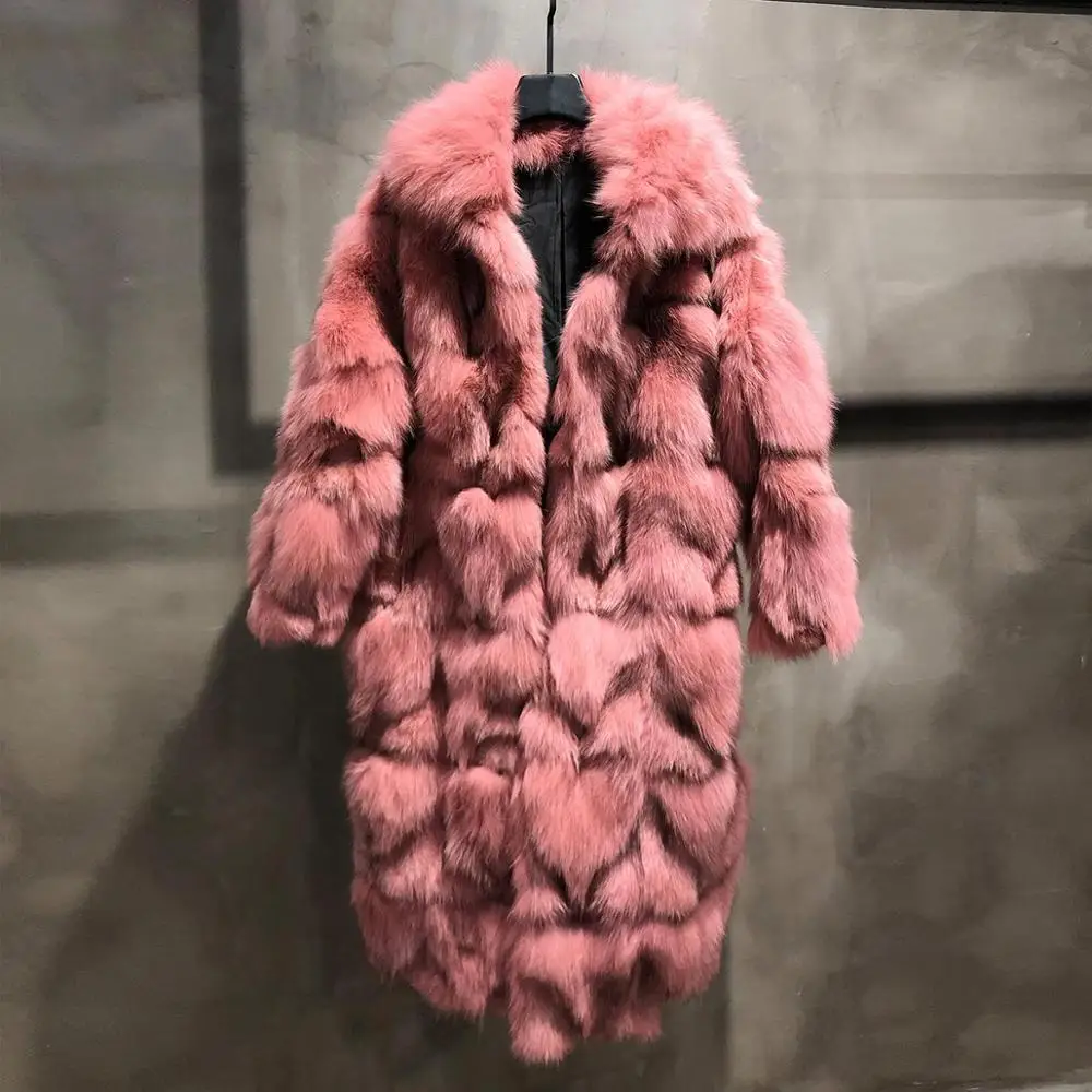 Red fur 10 JAZZEVAR Зима новое поступление женское пальто натуральный лисий мех высокое качество средней длины модный стиль женская зимняя одежда норковое пальто W9090 - Цвет: Red fur 10
