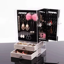 Новые модные ювелирные изделия дисплей держит вверх серьги уха Стад держатель прозрачный ювелирные изделия Организатор Серьги Витрина Стенд коробка Прямая поставка