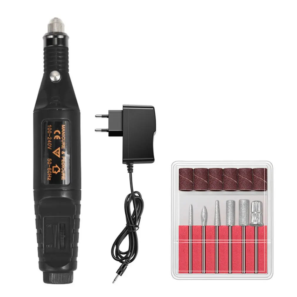 1set Nail Polishing Machine Gray Thick Nail Electric Unloading Machine Manipulator Manicure Polishing Ceramic Drill - Цвет: black EU plug