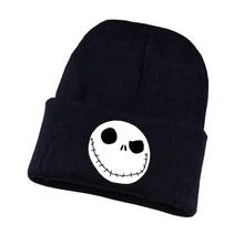 Вязаная шапка в стиле аниме «Кошмар перед Рождеством»; шапка для костюмированной вечеринки; унисекс; Повседневная хлопковая шапка с принтом для взрослых; зимняя вязаная шапка для подростков
