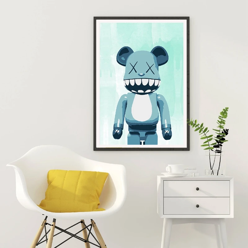 Синий медведь стены Искусство Плакат Печать Пастель быть@ RBRICK плакаты холст живопись игрушки MEDICOM картины Домашний Декор стены