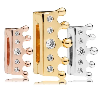 

Real Reflexions Rose Gold Royal Crown With Crystal Clip Charm 925 Silver Beads Fit Bracelet & Bangle Diy Jewelry
