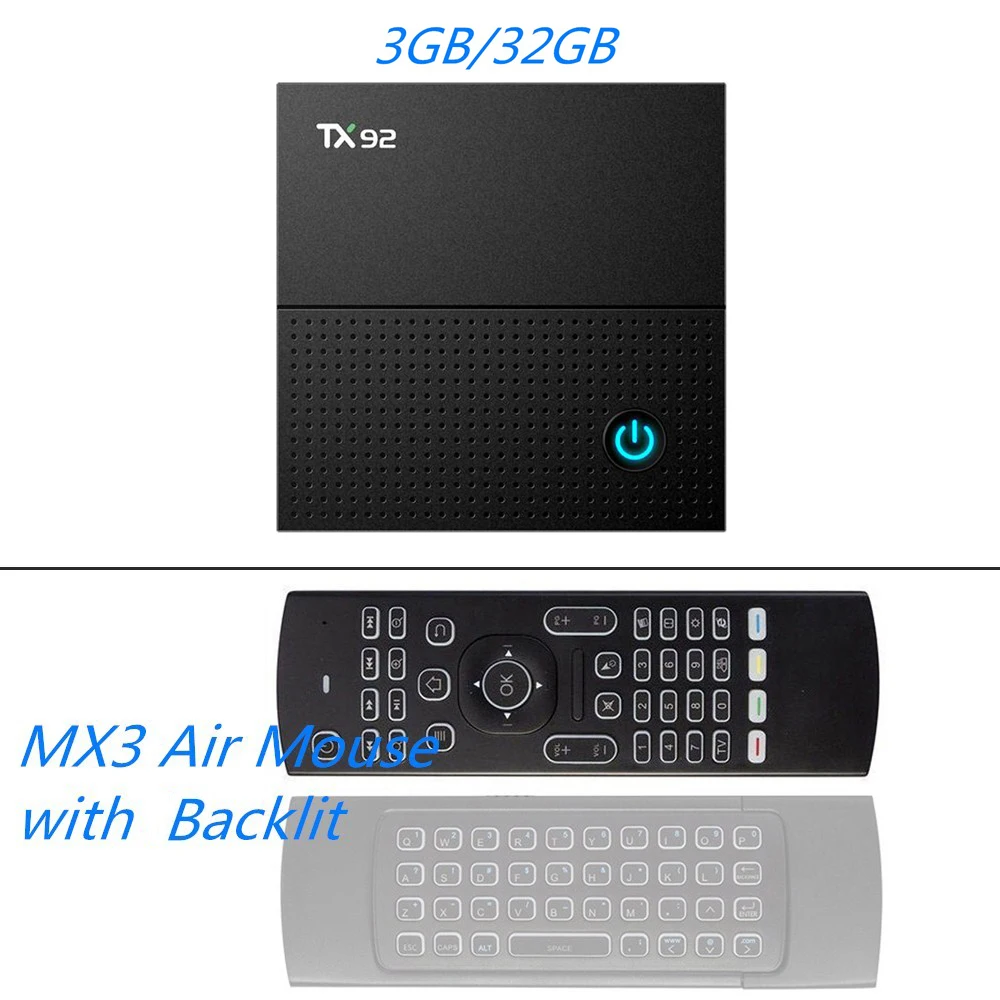 TX92 MX3 Backlit MAAT 3 ГБ ОЗУ 32 ГБ Amlogic S912 телеприставка Восьмиядерный смарт 4K H.265 2,4G/5 ГГц Wifi 1000M BT 4,1 Android 7,1 Tanix tv box TX92 - Цвет: TX92 MX3 Backlit