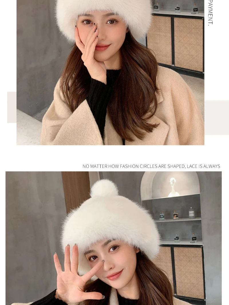 HT4004 Faux Fuchs Pelzmütze Frauen Dicke Warme Russische Kappe Weibliche Nette Mode Winter Hut Winddicht Schnee Ski Kappe Russische Hut Uschanka – Detail 4