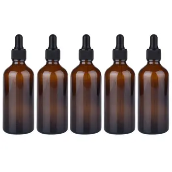 

5Pcs Essential Oil Amber Glass Dropper Bottles Sample Vials Perfume Empty Refillable Jars Fragrance Cosmetic Container