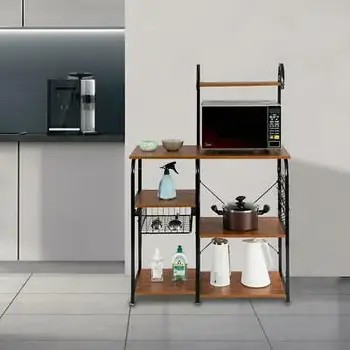 

Kitchen Storage Cart Microwave Oven Rack Utility Workstation Stand Shelf