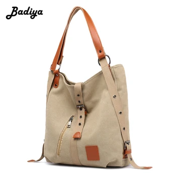 

Casual Women Handbag Multifunction Waterproof Canvas Shoulder Bag Large Capacity Bucket Bag Portable Ladies Tote Bag for Travel