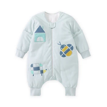 

Pureborn Newborn Unisex Baby Sleepsack Candy Color Thick Quilted Cotton Lined Split Leg Anti-kick Sleepsack Pajamas Sleeping Bag