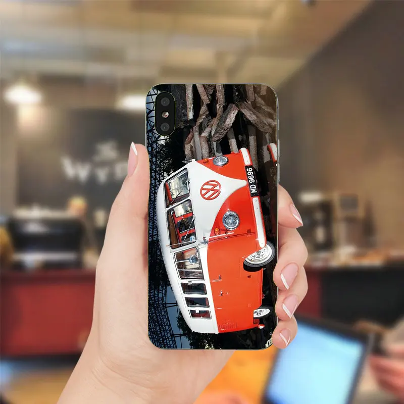 Мягкий прозрачный чехол для чехла iPhone 5S 4 4S 5 SE 5C 5S X XR XS Max 6 6S 7 8 Plus Volkswagen Vw T1 розовый синий