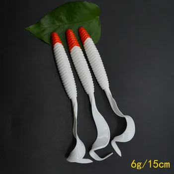 

Fishing Soft Bait Lure Red Head Big Screw Thread Long Tail Grub 6g/15cm Artificial Lures Lot 3 Pieces