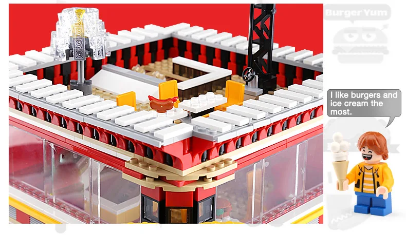 Yeshin City Series SD6901 Mini Street View MOC 4 в 1 светодиодный McDonaldss Ресторан Дом модель строительные блоки кирпичи игрушки