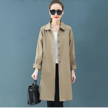 

Mid-length windbreaker women's 2019 spring and autumn new long-sleeved loose coat casual wild slim slimming windbreaker B68