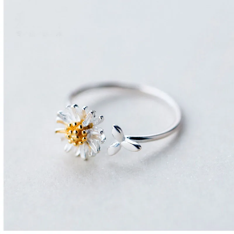 Finger Ring Vintage Daisy Flower Adjustable Opening for Women Bride Wedding Engagement Jewelry