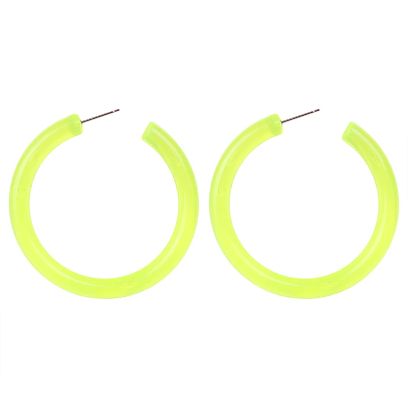 neon yellow Женские серьги-кольца с разноцветными бусинами, большие круглые висячие серьги в богемном стиле, массивные Висячие серьги, аксессуары для ушей E68411 - Окраска металла: neon yellow