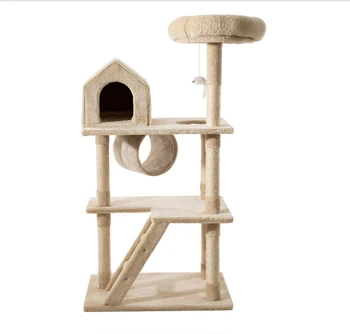 

Stable Cat Climbing Frame Nest Cat Tree One Small Tongtianzhu Castle Durable Solid Wood Scratching Column Jumping Platform Toy