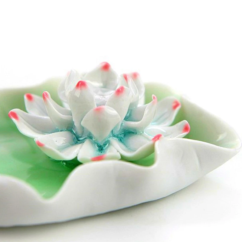 

Ceramic Handmade Lotus Wooden Incense Stick Hole Plate Burner Holder Ash Catcher