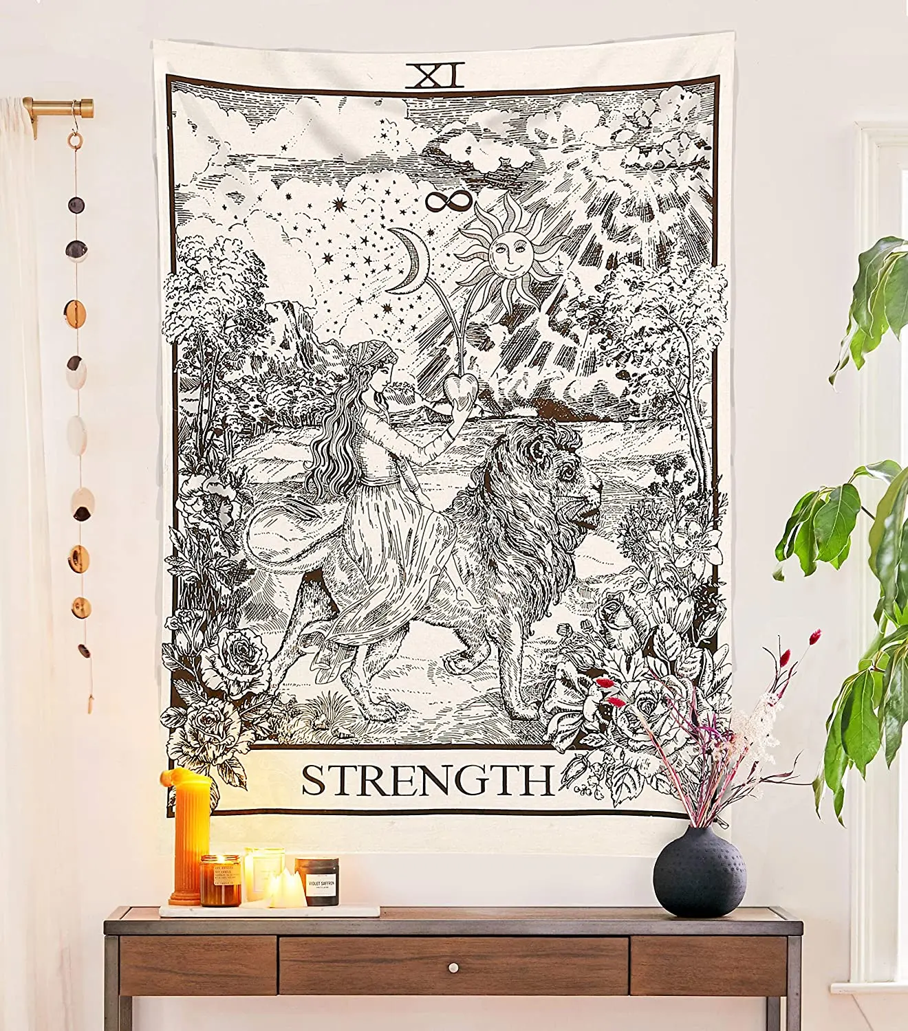 Tarot гобелены с флагом-Strength-богемный хлопковый Настенный декор ручной работы | Дом